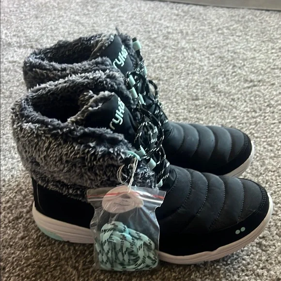 Ryka Black Quilted Boots with Faux Fur - Picture 2 of 10